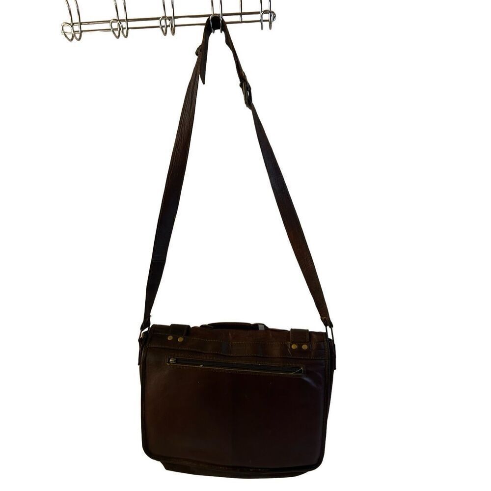 HW Handmade‎ leather messenger bag 15x12"